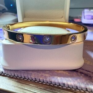 Gold-Tone Crystal Accent Bangle Bracelet - Women Jewelry